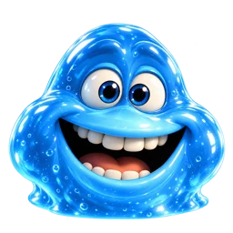 Squishy, the smiling blue slime